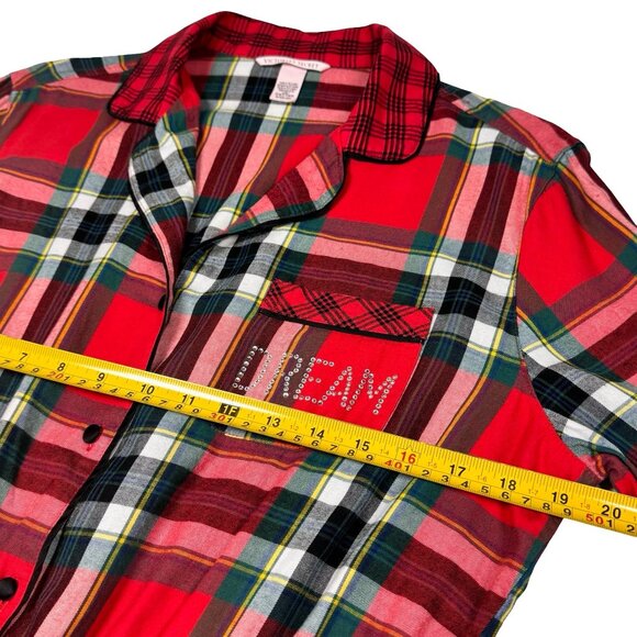 Victoria's Secret Elsa Red Plaid Flannel Sleep Romper SZ M Lounge Christmas - Picture 11 of 16